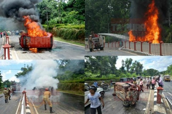 Migrated Biharis create havoc in front of Tripura HC: Reckless driving led to massive accident; four left seriously injured, car sat on fire at Khejur Bagan, police plays the role of silent spectator: NCC Police official talks to TIWN                 